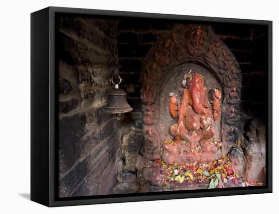 Shrine to the Hindu Elephant Headed God, Ganesh-Don Smith-Framed Stretched Canvas