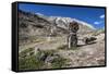 Shrine with Argyle Sheep horns and Blue sheep horns, lower Nyerak village, Ladakh, India, Himalayas-Thomas L. Kelly-Framed Stretched Canvas