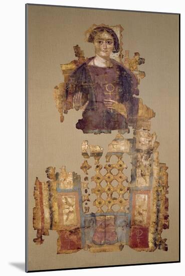 Shroud Depicting a Woman Holding an Ankh, from Antinoe, 3rd-4th Century-Coptic-Mounted Giclee Print