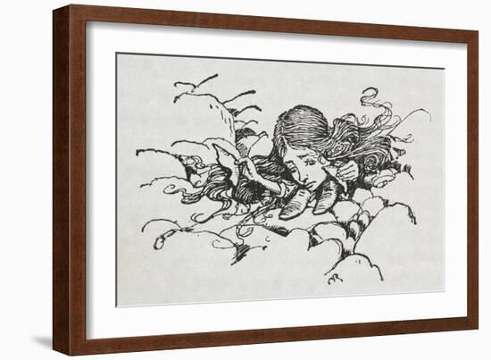 Shrunken Alice After Eating Some Of the Caterpillar's Mushroom-Arthur Rackham-Framed Giclee Print