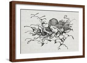 Shrunken Alice After Eating Some Of the Caterpillar's Mushroom-Arthur Rackham-Framed Giclee Print