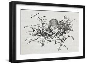 Shrunken Alice After Eating Some Of the Caterpillar's Mushroom-Arthur Rackham-Framed Giclee Print