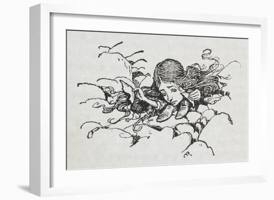 Shrunken Alice After Eating Some Of the Caterpillar's Mushroom-Arthur Rackham-Framed Giclee Print