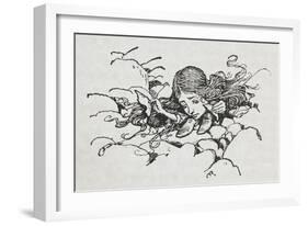 Shrunken Alice After Eating Some Of the Caterpillar's Mushroom-Arthur Rackham-Framed Giclee Print