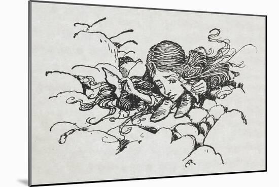 Shrunken Alice After Eating Some Of the Caterpillar's Mushroom-Arthur Rackham-Mounted Giclee Print