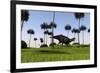 Shuangmiaosaurus Walking across a Grassy Field-null-Framed Art Print