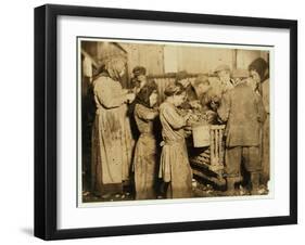 Shuckers Aged About 10 Opening Oysters in the Varn and Platt Canning Company-Lewis Wickes Hine-Framed Premium Photographic Print