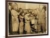 Shuckers Aged About 10 Opening Oysters in the Varn and Platt Canning Company-Lewis Wickes Hine-Framed Photographic Print