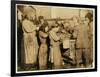 Shuckers Aged About 10 Opening Oysters in the Varn and Platt Canning Company-Lewis Wickes Hine-Framed Photographic Print