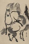 Horses under a Willow Tree.-Shunsen Katsukawa-Laminated Art Print