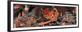 Shuten Doji's Head Attacking Raiko's Band of Warriors-Yoshitsuya Utagawa-Framed Giclee Print