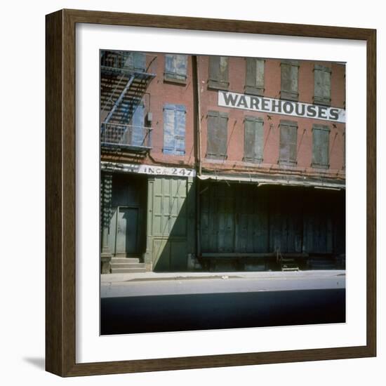 Shuttered Warehouse on the Lower East Side Lit by Late Day Sunlight-null-Framed Photographic Print