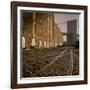 Shuttered Warehouses Lit by Sunlight on Trolley Track Railed Street Along Brooklyn Waterfront-Walker Evans-Framed Photographic Print