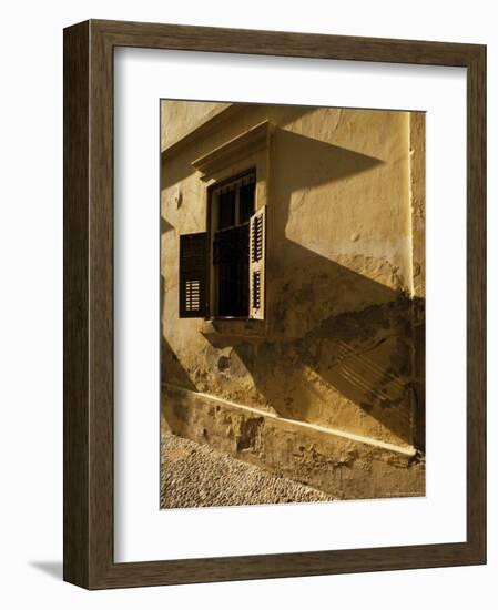 Shuttered Window of Old Mansion in Old City, Rhodes, Dodecanese Islands, Greece-David Beatty-Framed Photographic Print