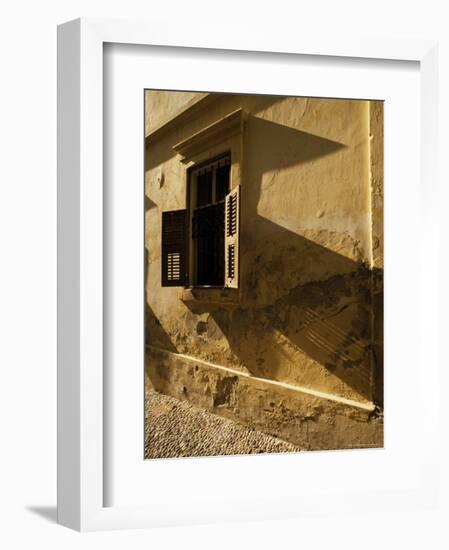 Shuttered Window of Old Mansion in Old City, Rhodes, Dodecanese Islands, Greece-David Beatty-Framed Photographic Print