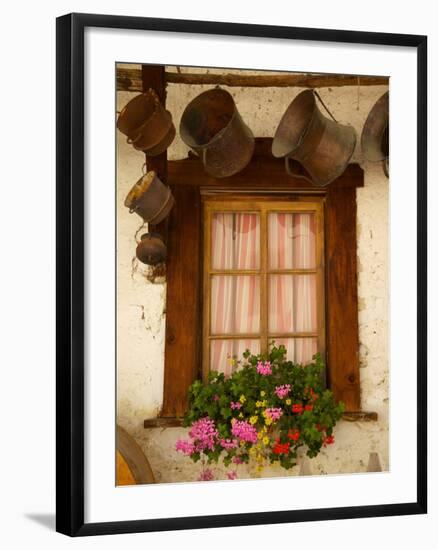 Shuttered Windows and Flowers, Corvara, Badia Valley, Trentino-Alto Adige/South Tyrol, Italy-Frank Fell-Framed Photographic Print