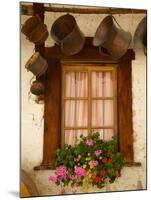 Shuttered Windows and Flowers, Corvara, Badia Valley, Trentino-Alto Adige/South Tyrol, Italy-Frank Fell-Mounted Photographic Print