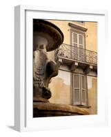 Shuttered Windows and Fountain, Bergamo, Lombardy, Italy, Europe-Frank Fell-Framed Photographic Print