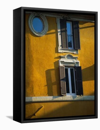 Shuttered Windows on Yellow Building-Bill Ross-Framed Stretched Canvas