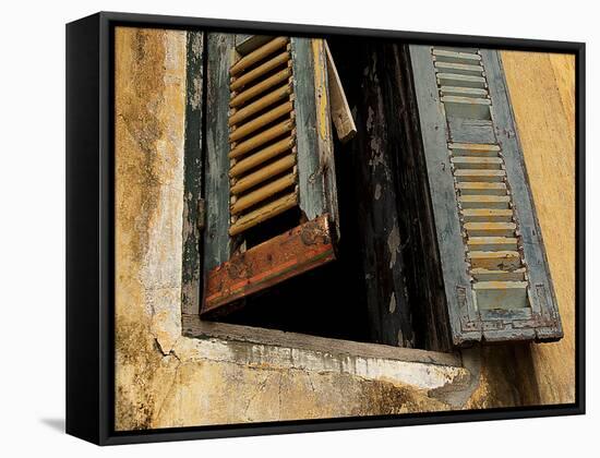Shutters on Old Building, Kratie, Cambodia-Jay Sturdevant-Framed Stretched Canvas