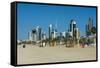 Shuwaikh beach and skyline of Kuwait City, Kuwait, Middle East-Michael Runkel-Framed Stretched Canvas