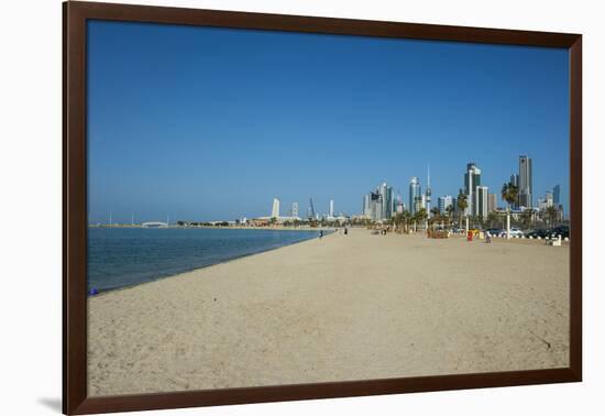 Shuwaikh beach and skyline of Kuwait City, Kuwait, Middle East-Michael Runkel-Framed Photographic Print