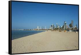 Shuwaikh beach and skyline of Kuwait City, Kuwait, Middle East-Michael Runkel-Framed Stretched Canvas