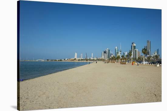 Shuwaikh beach and skyline of Kuwait City, Kuwait, Middle East-Michael Runkel-Stretched Canvas