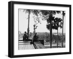 Shwe Dagon, the Pilgrim's Rest (A European Traveller Looks Out with a Telescope) Burma, c.1900-10-Vincent Clarence Scott O'Connor-Framed Photographic Print