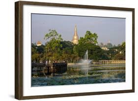 Shwedagon, Kan Daw Gyi Lake and Park, Old City, Yangon (Rangoon), Myanmar (Burma), Asia-Nathalie Cuvelier-Framed Photographic Print