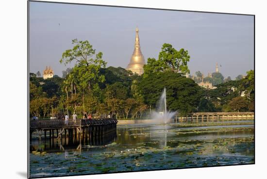 Shwedagon, Kan Daw Gyi Lake and Park, Old City, Yangon (Rangoon), Myanmar (Burma), Asia-Nathalie Cuvelier-Mounted Photographic Print