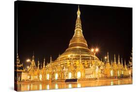 Shwedagon Pagoda at Night (Panorama), Rangon,Myanmar-lkunl-Stretched Canvas