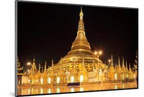 Shwedagon Pagoda at Night (Panorama), Rangon,Myanmar-lkunl-Mounted Photographic Print