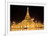 Shwedagon Pagoda at Night (Panorama), Rangon,Myanmar-lkunl-Framed Photographic Print