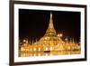 Shwedagon Pagoda at Night (Panorama), Rangon,Myanmar-lkunl-Framed Photographic Print