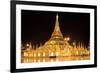 Shwedagon Pagoda at Night (Panorama), Rangon,Myanmar-lkunl-Framed Photographic Print