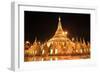 Shwedagon Pagoda at Night, Yangon,Myanmar-lkunl-Framed Photographic Print