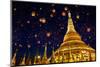 Shwedagon Pagoda with Larntern in the Sky, Yangon Myanmar-Krunja-Mounted Photographic Print