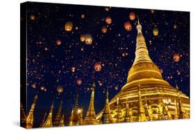 Shwedagon Pagoda with Larntern in the Sky, Yangon Myanmar-Krunja-Stretched Canvas