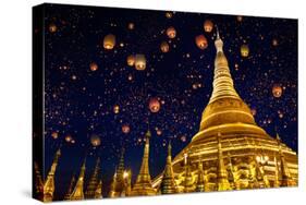 Shwedagon Pagoda with Larntern in the Sky, Yangon Myanmar-Krunja-Stretched Canvas