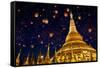 Shwedagon Pagoda with Larntern in the Sky, Yangon Myanmar-Krunja-Framed Stretched Canvas