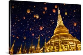 Shwedagon Pagoda with Larntern in the Sky, Yangon Myanmar-Krunja-Stretched Canvas