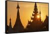 Shwedagon Paya at Sunset-Jon Hicks-Framed Stretched Canvas