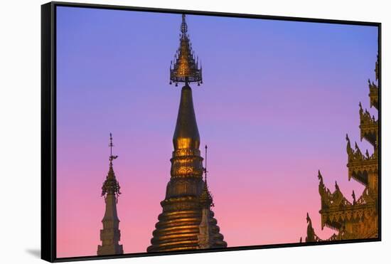 Shwedagon Paya at Sunset-Jon Hicks-Framed Stretched Canvas