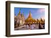 Shwedagon Paya (Pagoda) at Dusk with Buddhist Worshippers Praying-Lee Frost-Framed Photographic Print