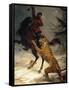 Siberian Tiger Attacking a Cossack-null-Framed Stretched Canvas