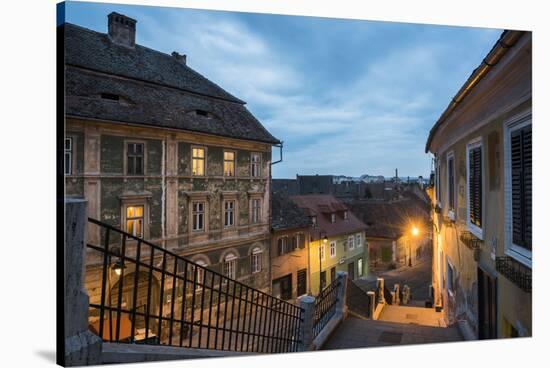 Sibiu, a 12th Century Saxon City at Night, Transylvania, Romania, Europe-Matthew Williams-Ellis-Stretched Canvas