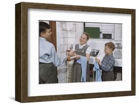 Siblings Drying Dishes-William P. Gottlieb-Framed Photographic Print