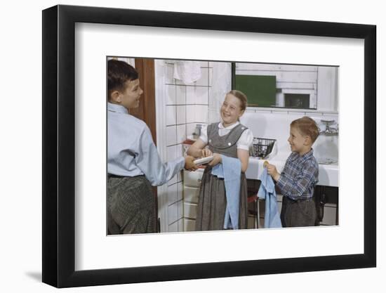 Siblings Drying Dishes-William P. Gottlieb-Framed Photographic Print