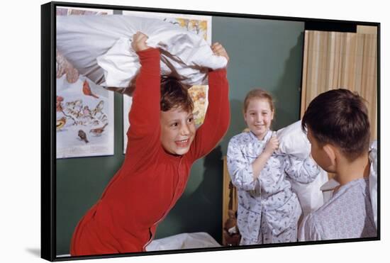 Siblings Having Pillow Fight-William P. Gottlieb-Framed Stretched Canvas